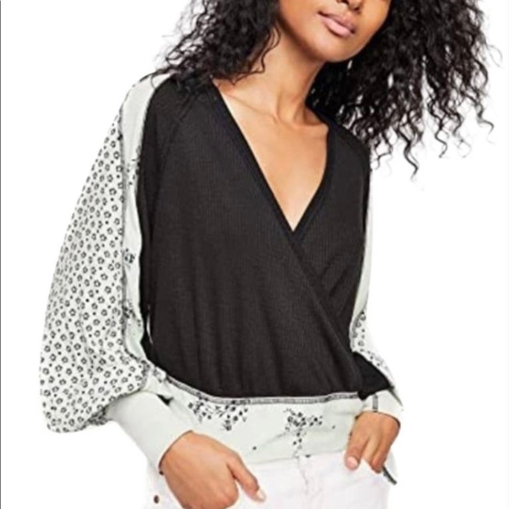 Free People Auxton Thermal Wrap Balloon Blouse XS